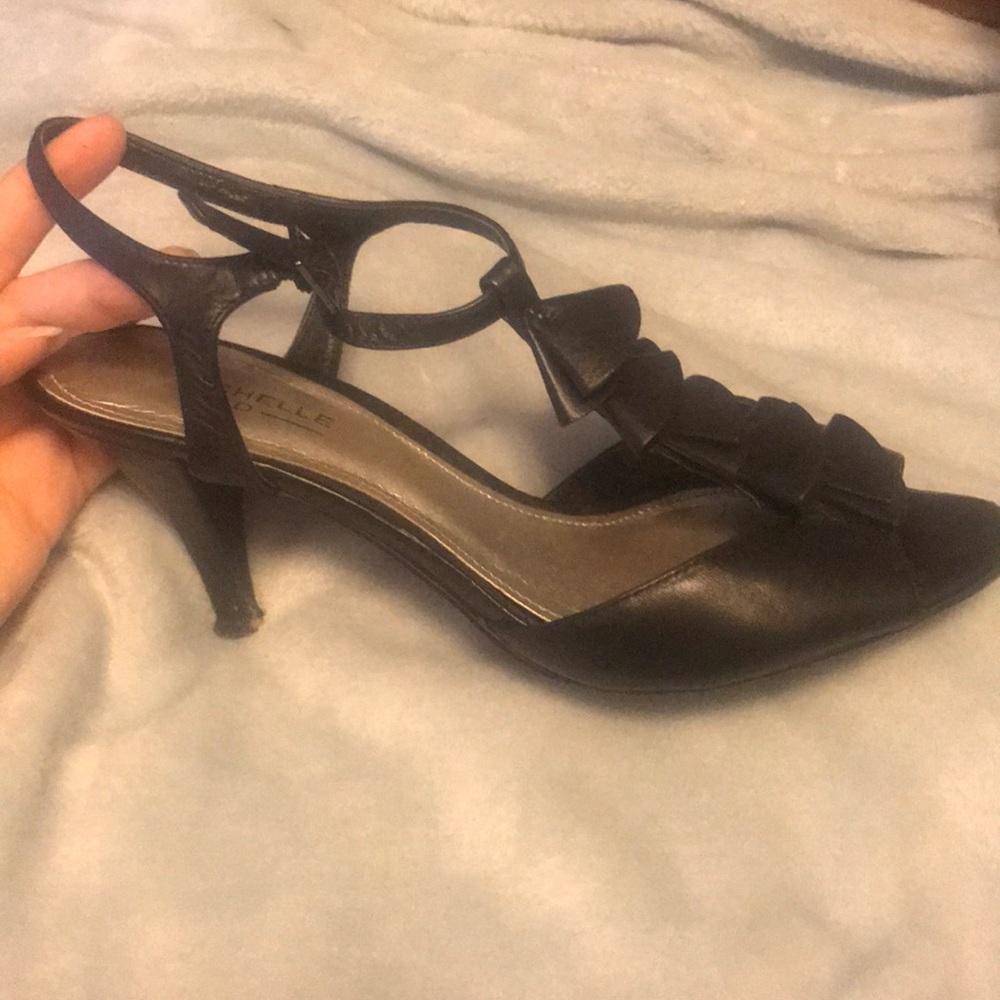 Black strapped dress heels